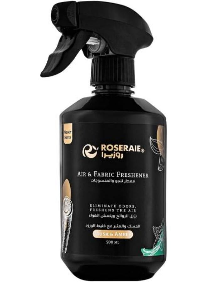 Roseraie Air & Fabric Freshener Spray Musk & Amber Black 500 ml - Image 1